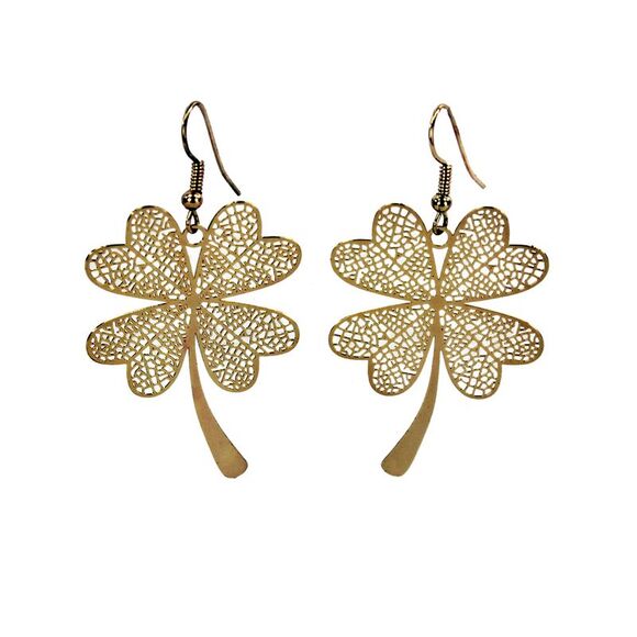 Shamrock Dangling Pierced Earrings - Picture 1 of 4